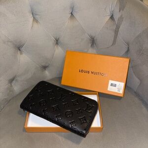 Louis Vuitton Black Embossed Monogram Zip Wallet